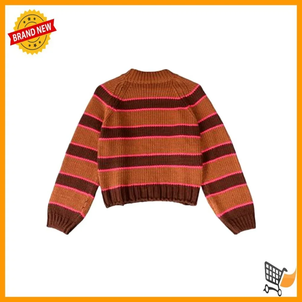 Striped Turtleneck Pullover Sweater Ribbed Knit Chunky Oversized Casual Winter - Picture 6 of 7